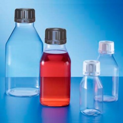 Бутыль Kautex узкогорлая "ClearGrip" 250 мл, PP, квадратная с низкими плечами, Ø 32 мм, прозрачный цвет, без крышки