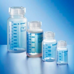 Бутыль Kautex широкогорлая 100 мл, PP, круглая, градуированная, естественный цвет, с винтовой крышкой
