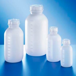 Бутыль Kautex со средним горлом 1000 мл, HDPE, круглая, градуированная, естественный цвет, с винтовой крышкой
