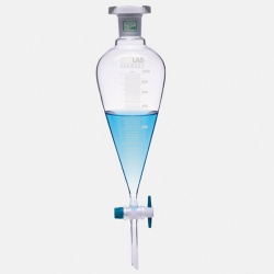 Воронка делительная грушевидная ISOLAB 50 мл, с градуировкой, NS19/26, PTFE кран, стекло