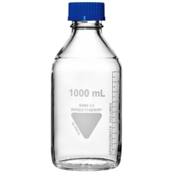 Бутыль RASOTHERM 250 мл, GL45, с градуировкой, крышкой и сливным кольцом, стекло