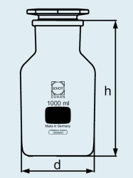 Бутыль DURAN Group 20000 мл, NS85/55, широкогорлая, с пробкой, коричневое стекло
