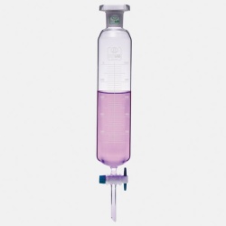 Воронка делительная цилиндрическая ISOLAB 1000 мл, с градуировкой, NS29/32, PTFE кран, стекло