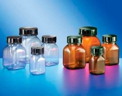 Контейнер Kautex широкогорлый 100 мл, PVC, квадратный, Ø 40 мм, коричневый прозрачный цвет, без крышки, для герметичного укупоривания