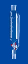 Воронка капельная цилиндрическая Lenz 100 мл, NS29/32, с градуировкой, PTFE кран, с противодавлением, стекло