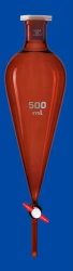 Воронка делительная грушевидная Lenz 250 мл, без градуировки, PTFE кран, коричневое стекло