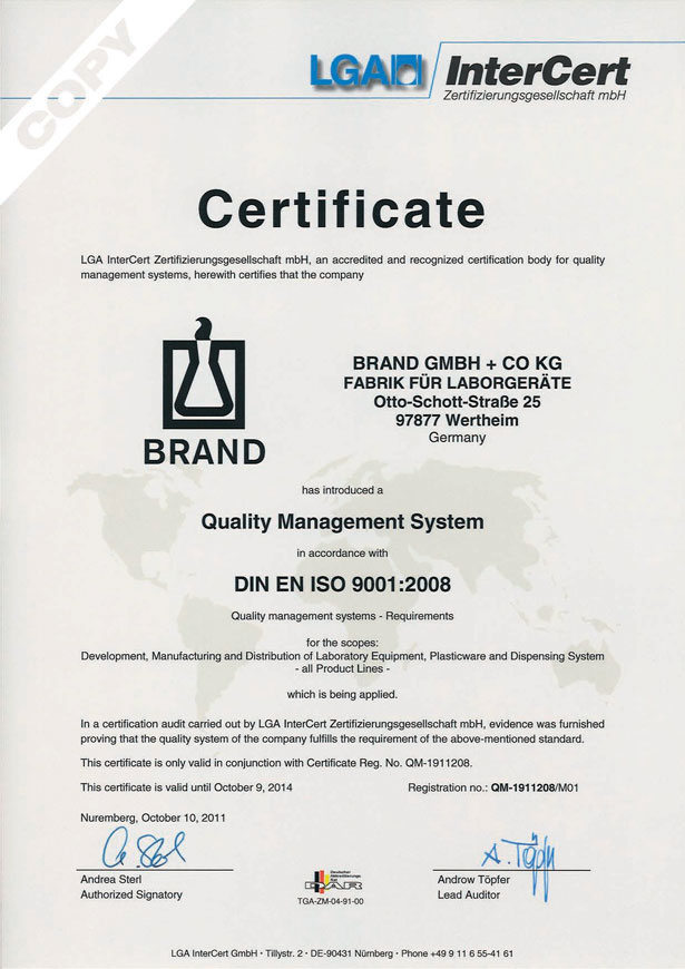 Сертификат BRAND ISO 9001:2008 Сертификат BRAND ISO 9001:2008